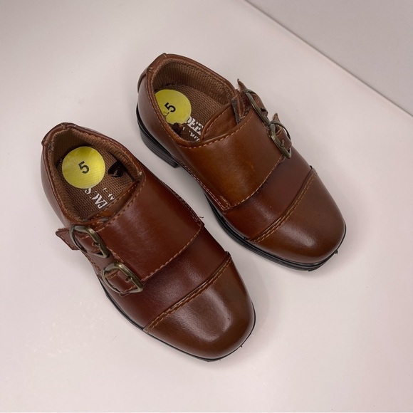 Deer Stags Boys Double Strap Cap Toe Dress Shoes Congac Brown Size 5 Infant Baby - Picture 7 of 12